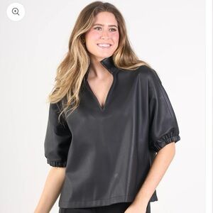 Emily McCarthy Faux Leather Blouse